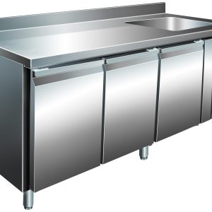 TAVOLO REFRIGERATO VENTILATO -2+8°C C/ALZATINA E LAVELLO