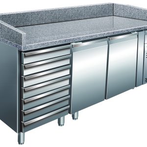 BANCO PIZZA REFRIGERATO VENTILATO +2+8°C INOX+GRANITO