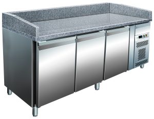 BANCO PIZZA REFRIGERATO VENTILATO +2+8°C INOX+GRANITO