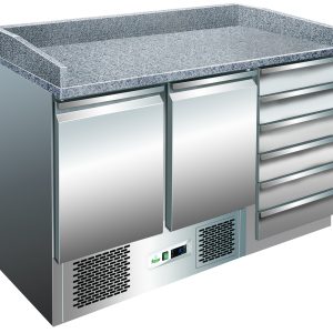 BANCO PIZZA REFRIGERATO STATICO +2+8°C INOX+GRANITO