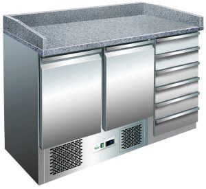 BANCO PIZZA REFRIGERATO STATICO +2+8°C INOX+GRANITO