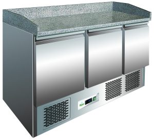 BANCO PIZZA REFRIGERATO STATICO +2+8°C INOX+GRANITO