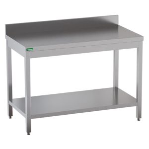 TAVOLO DA LAVORO INOX  -C/ALZATINA 120x60x95cm