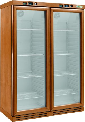 CANTINETTA VINI LEGNO REFRIGERATA STATICA +2+8°C/+2+8°C NOCE CHIARO
