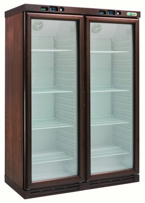 CANTINETTA VINI LEGNO REFRIGERATA STATICA +2+8°C/+2+8°C NOCE SCURO