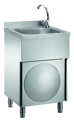 LAVAMANI INOX SU MOBILE C/PORTA BATTENTE