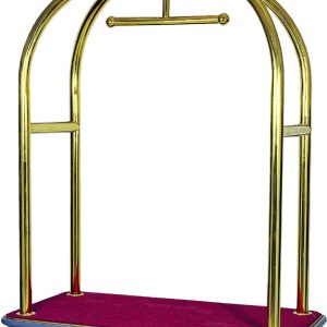 CARRELLO PORTAVALIGIE C/APPENDIABITI ROSSO + OTTONE