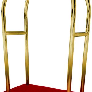 CARRELLO PORTAVALIGIE C/APPENDIABITI ROSSO + OTTONE