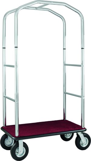 CARRELLO PORTAVALIGIE C/APPENDIABITI ROSSA + STRUTTURA CROMATA