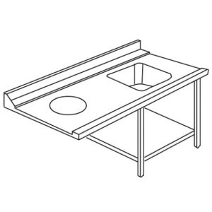 TAVOLO ENTRATA L=1210X780 C/ALZATINA C/FORO CERNITA E VASCA 400X400 AGGANCIO DX