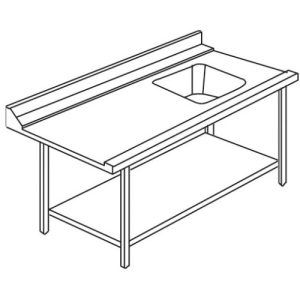 TAVOLO ENTRATA L=1210X780 C/ALZATINA CON VASCA 400X400 AGGANCIO SX