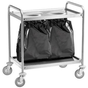 CARRELLO INOX - 2 PIANI STAMPATI CON 2 SCARICHI