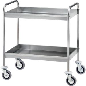 CARRELLO INOX DA SBARAZZO - DOPPIA VASCA 65h