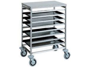 CARRELLO INOX PORTATEGLIE PASTICCERIA - 8 TEGLIE