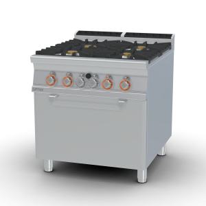 Cucina professionale 4 fuochi con forno a gas statico in acciaio inox – Attrezzatura Ho.Re.Ca. - immagine 1