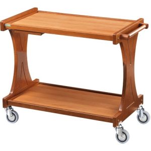 CARRELLO LEGNO 2 PIANI + PIANETTO REGGIPIATTO - NOCE