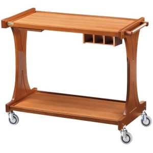 CARRELLO LEGNO 2 PIANI + PIANETTO REGGIPIATTO + CASSETTO PORTAPOSATE - NOCE