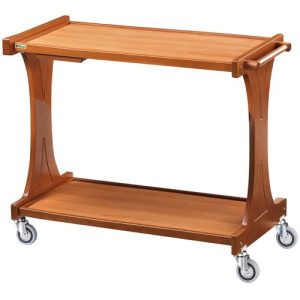 CARRELLO LEGNO 2 PIANI + PIANETTO REGGIPIATTO - NOCE