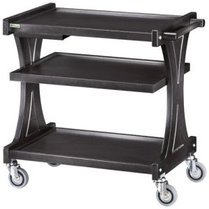 CARRELLO LEGNO 3 PIANI + PIANETTO REGGIPIATTO - CARBON