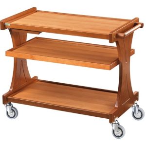 CARRELLO LEGNO 3 PIANI + PIANETTO REGGIPIATTO - NOCE