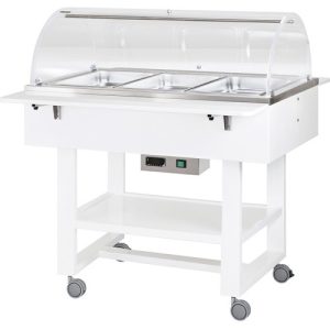 CARRELLO LEGNO BAGNOMARIA 3xGN1/1 - CUPOLA - BIANCO