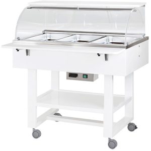 CARRELLO LEGNO BAGNOMARIA 3xGN1/1 - CUPOLA - BIANCO