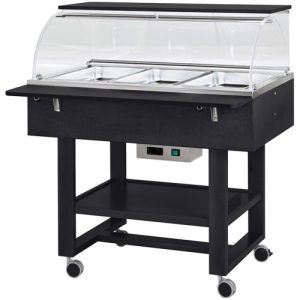 CARRELLO LEGNO BAGNOMARIA 3xGN1/1 - CUPOLA - CARBON