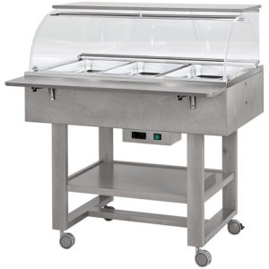 CARRELLO LEGNO BAGNOMARIA 3xGN1/1 - CUPOLA - CENERE