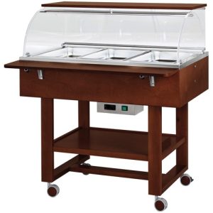 CARRELLO LEGNO BAGNOMARIA 3xGN1/1 - CUPOLA - WENGE'