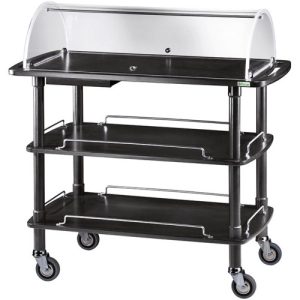 CARRELLO LEGNO 3 PIANI C/CUPOLA SEMICIRCOLARE CARBON + PIANETTO REGGIPIATTO