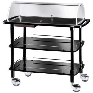 CARRELLO LEGNO 3 PIANI C/CUPOLA SEMICIRCOLARE - NERO + PIANETTO REGGIPIATTO WENGE'