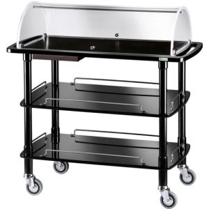CARRELLO LEGNO 3 PIANI C/CUPOLA SEMICIRCOLARE - NERO + PIANETTO REGGIPIATTO - WENGE'