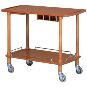 CARRELLO LEGNO 2 PIANI + PIANETTO REGGIPIATTO + CASSETTO PORTAPOSATE - NOCE