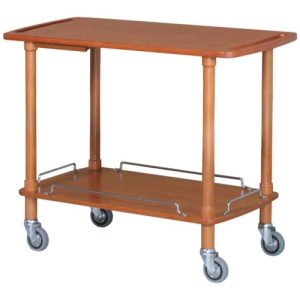 CARRELLO LEGNO 2 PIANI + PIANETTO REGGIPIATTO - NOCE
