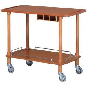 CARRELLO LEGNO 2 PIANI + CASSETTO PORTAPOSATE - NOCE