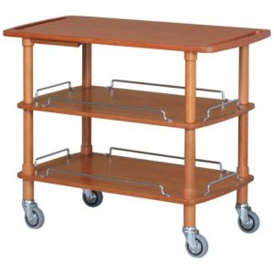 CARRELLO LEGNO 3 PIANI + PIANETTO REGGIPIATTO - NOCE