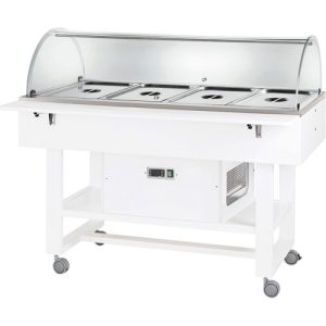 ESPOSITORE REFRIGERATO LEGNO 4xGN1/1 CUPOLA TONDA - BIANCO