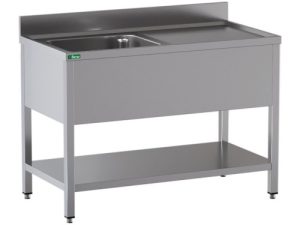 LAVELLO INOX APERTO -1 VASCA -SGOCCIOLATOIO 140x70x95cm
