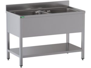 LAVELLO INOX APERTO -2 VASCHE 120x70x95cm