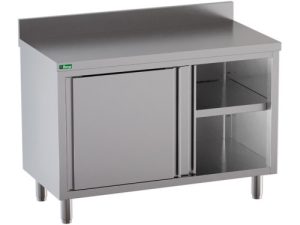 TAVOLO ARMADIATO INOX - C/SCORREVOLE/ALZ 140x70x95cm
