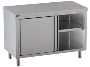 TAVOLO ARMADIATO INOX - C/SCORREVOLE 150x70x85cm