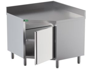 TAVOLO ARMADIATO INOX AD ANGOLO -C/ALZATINA  90x90x60x95cm