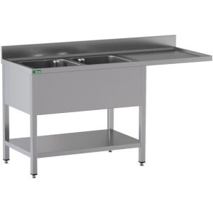 LAVELLO INOX A SBALZO -2 VASCHE  160x70x95cm
