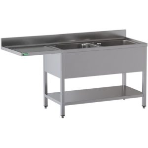 LAVELLO INOX A SBALZO -2 VASCHE  160x70x95cm