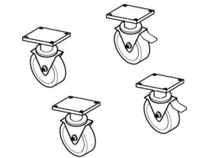 KIT 4 RUOTE DI CUI 2 CON FRENO DIAM. 120mm