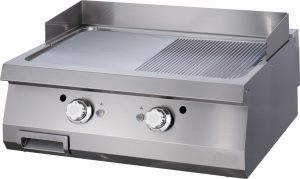 Heavy Duty Piastra - Mezza Scanalato - Unità Doppia - Profondità 70cm - Gas
