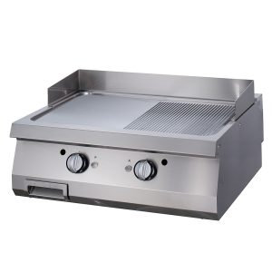 Premium Piastra - Cromo Mezza Scanalato - Unità Doppia - Profondità 90cm - Elettrico