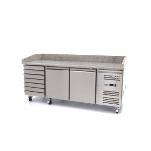 Banco Pizza Refrigerato - 202cm - 2 Porte - 7 Cassetti
