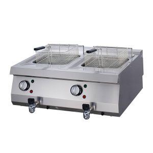 Heavy Duty Friggitrice - 2 x 12L - Unità Doppia - Profondità 70cm - con Rubinetto di Scarico - Elettrico