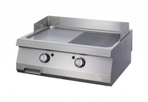 Heavy Duty Piastra - Cromo Mezza Scanalato - Unità Doppia - Profondità 70cm - Gas